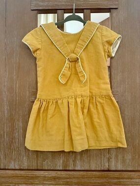 La Coqueta Mustard Yellow Sailor Collar Girls' Dress